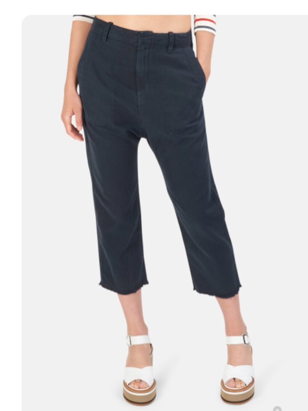 Nili Lotan Luna Pants in Dark Navy Linen Blend Size 0
